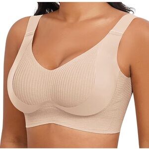 2 pack Tan Seamless Nude Wireless Comfort, Push up Bra
